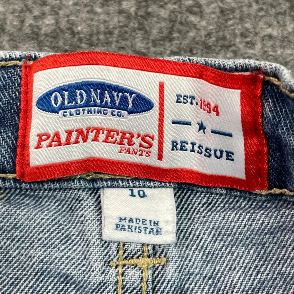 Old Navy Painters Pants Reissue Girls 10 Blue Denim Carpenter Jeans Straight Leg